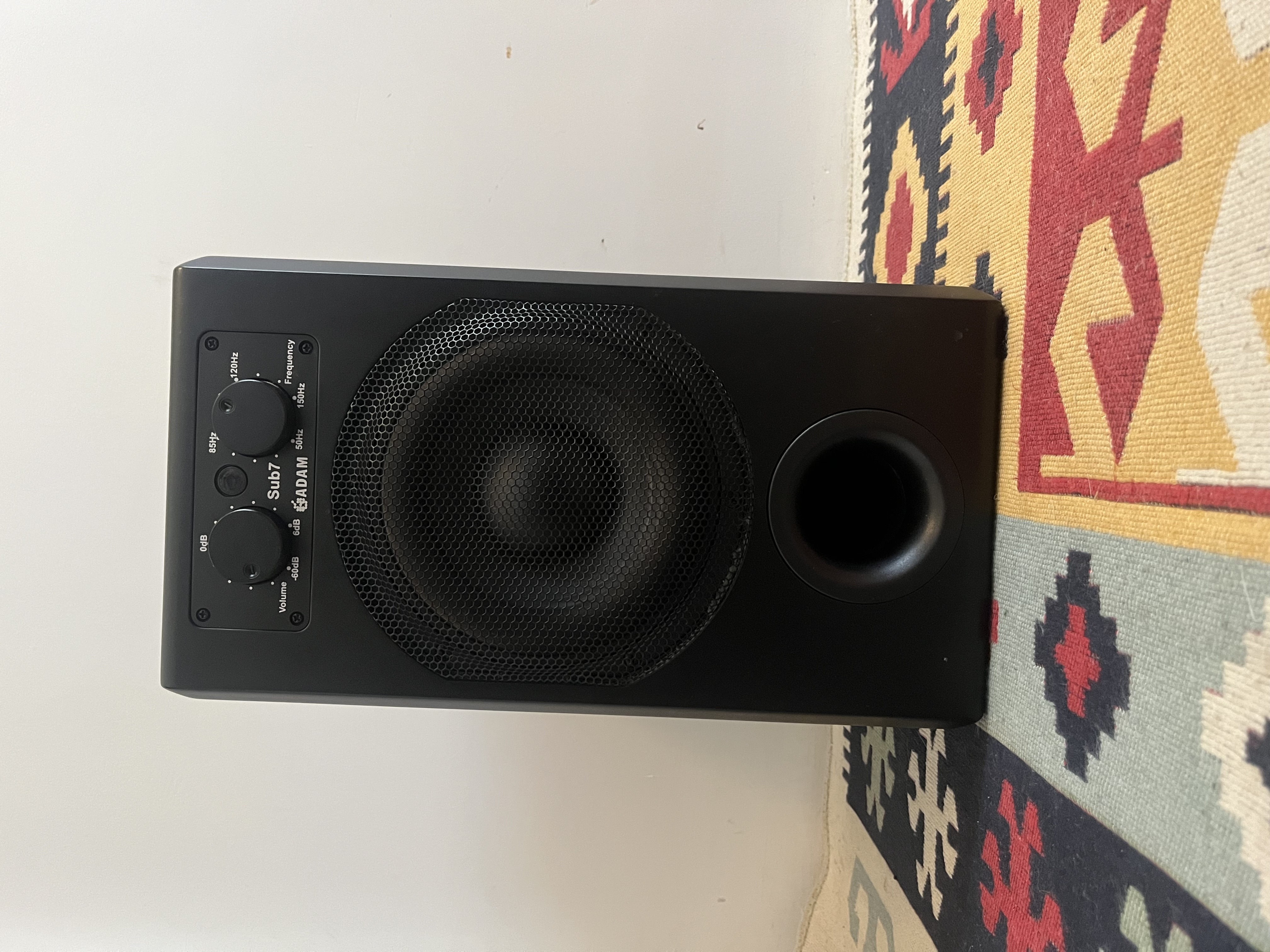 ADAM Sub7 active studio subwoofer in Mike's home studio.